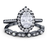 Art Deco Two Piece Oval Natural Stone Ring