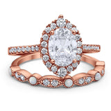 Art Deco Two Piece Oval Natural Stone Ring