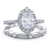 Art Deco Two Piece Oval Natural Stone Ring