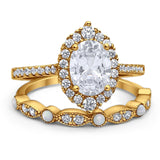 Art Deco Two Piece Oval Natural Stone Ring