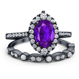 Art Deco Two Piece Oval Natural Stone Ring