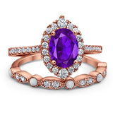 Art Deco Two Piece Oval Natural Stone Ring