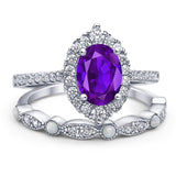 Art Deco Two Piece Oval Natural Stone Ring