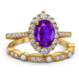 Art Deco Two Piece Oval Natural Stone Ring