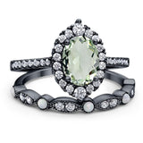 Art Deco Two Piece Oval Natural Stone Ring