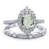 Art Deco Two Piece Oval Natural Stone Ring