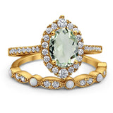 Art Deco Two Piece Oval Natural Stone Ring