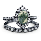 Art Deco Two Piece Oval Natural Stone Ring