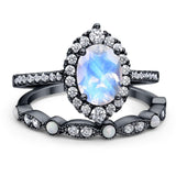 Art Deco Two Piece Oval Natural Stone Ring