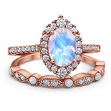 Art Deco Two Piece Oval Natural Stone Ring