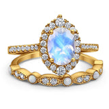 Art Deco Two Piece Oval Natural Stone Ring
