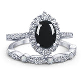 Art Deco Two Piece Oval Natural Stone Ring