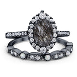 Art Deco Two Piece Oval Natural Stone Ring