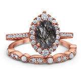 Art Deco Two Piece Oval Natural Stone Ring