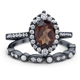 Art Deco Two Piece Oval Natural Stone Ring