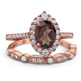 Art Deco Two Piece Oval Natural Stone Ring