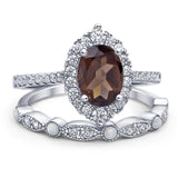 Art Deco Two Piece Oval Natural Stone Ring