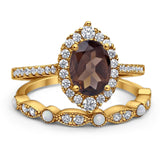 Art Deco Two Piece Oval Natural Stone Ring