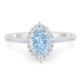 Vintage Style Oval Natural Aquamarine Wedding Ring 925 Sterling Silver