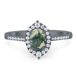 Art Deco Oval Natural Stone Wedding Ring