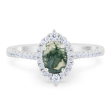 Art Deco Oval Natural Stone Wedding Ring