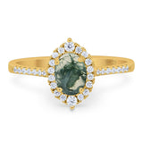 Art Deco Oval Natural Stone Wedding Ring