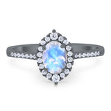 Art Deco Oval Natural Stone Wedding Ring