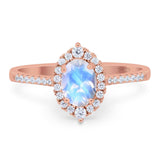 Art Deco Oval Natural Stone Wedding Ring