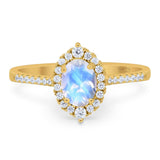 Art Deco Oval Natural Stone Wedding Ring