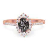 Art Deco Oval Natural Stone Wedding Ring