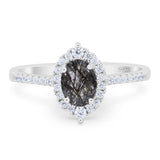 Art Deco Oval Natural Stone Wedding Ring