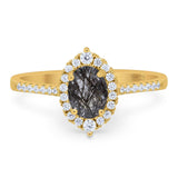 Art Deco Oval Natural Stone Wedding Ring