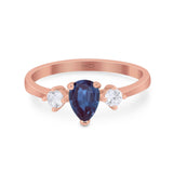 Pear Teardrop Natural Stone Trio Ring
