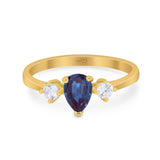 Pear Teardrop Natural Stone Trio Ring