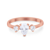 Pear Teardrop Natural Stone Trio Ring