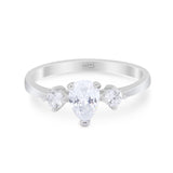 Pear Teardrop Natural Stone Trio Ring