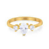 Pear Teardrop Natural Stone Trio Ring