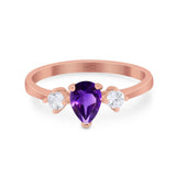 Pear Teardrop Natural Stone Trio Ring