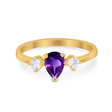 Pear Teardrop Natural Stone Trio Ring