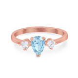 Pear Teardrop Natural Stone Trio Ring