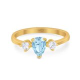 Pear Teardrop Natural Stone Trio Ring
