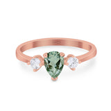 Pear Teardrop Natural Stone Trio Ring