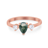 Pear Teardrop Natural Stone Trio Ring