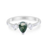 Pear Teardrop Natural Stone Trio Ring