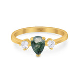 Pear Teardrop Natural Stone Trio Ring