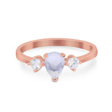 Pear Teardrop Natural Stone Trio Ring