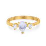 Pear Teardrop Natural Stone Trio Ring