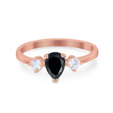 Pear Teardrop Natural Stone Trio Ring