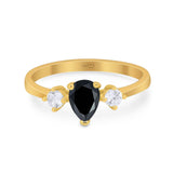 Pear Teardrop Natural Stone Trio Ring