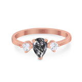 Pear Teardrop Natural Stone Trio Ring